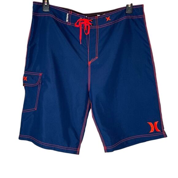 HURLEY 10" Surf Board Shorts Swim Trunks in Blue Men's 34 - Picture 3 of 12
